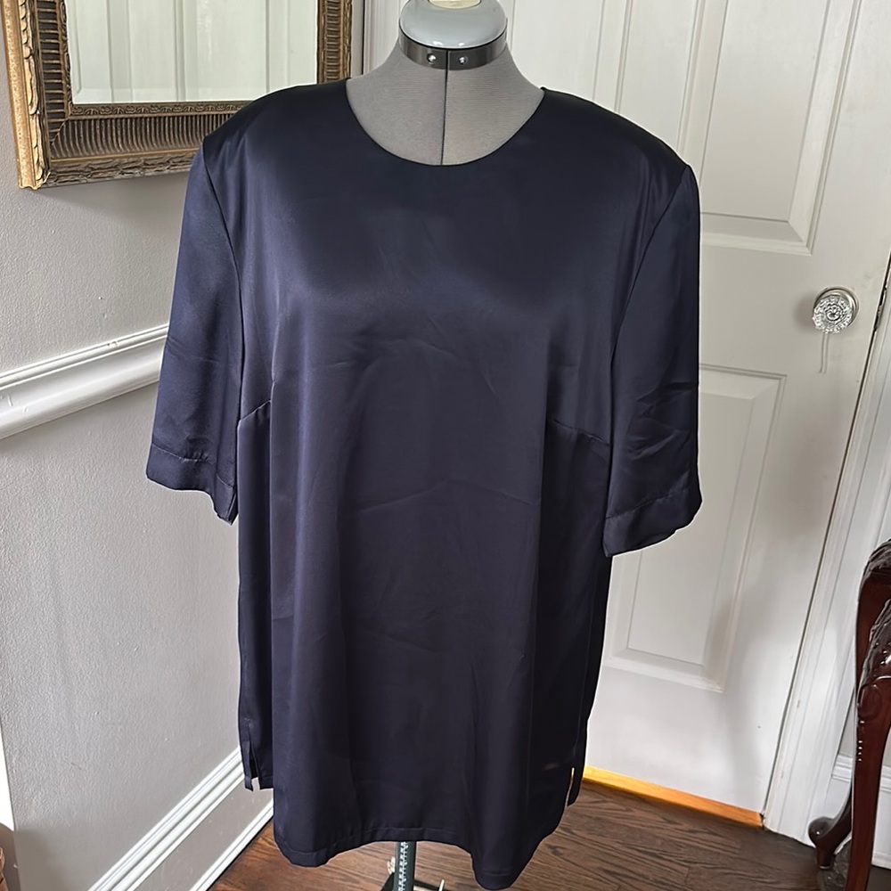 Givenchy Classic Short Sleeved Navy Top with Back Button